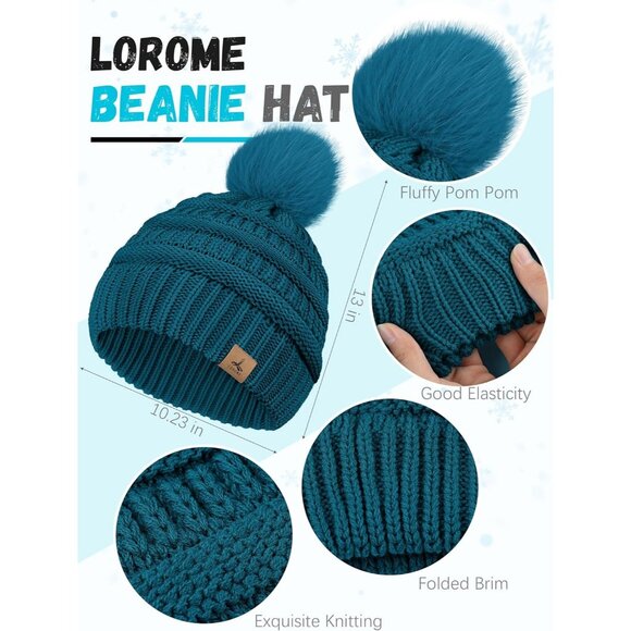 Women’s Cyan Knit Beanie Hat, Gloves, Scarf & Ear Warmer Set - Winter - Picture 2 of 6